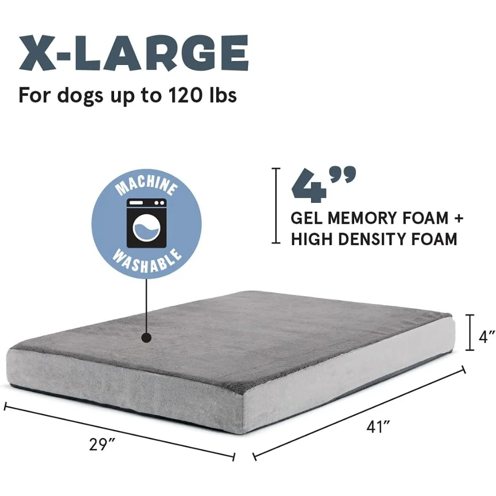 Dog Bed with Washable Cover for Joint Relief, Head and Neck Support Waterproof, Non Skid Bottom, Orthopedic Memory Foam Dog Bed