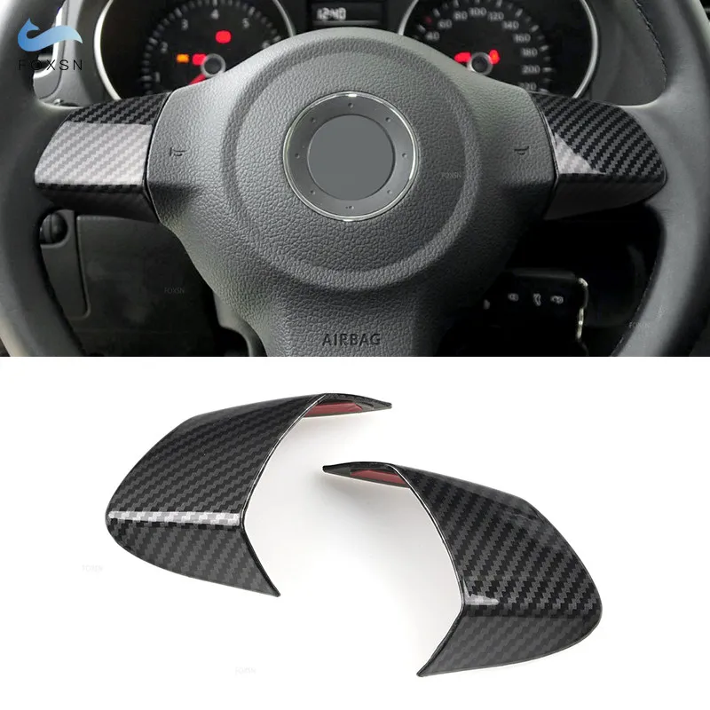 For VW Golf 6 MK6 Bora Polo Eos Jetta Touran Caddy ABS Carbon Fiber Style Steering Wheel Panel Cover Protective Trim