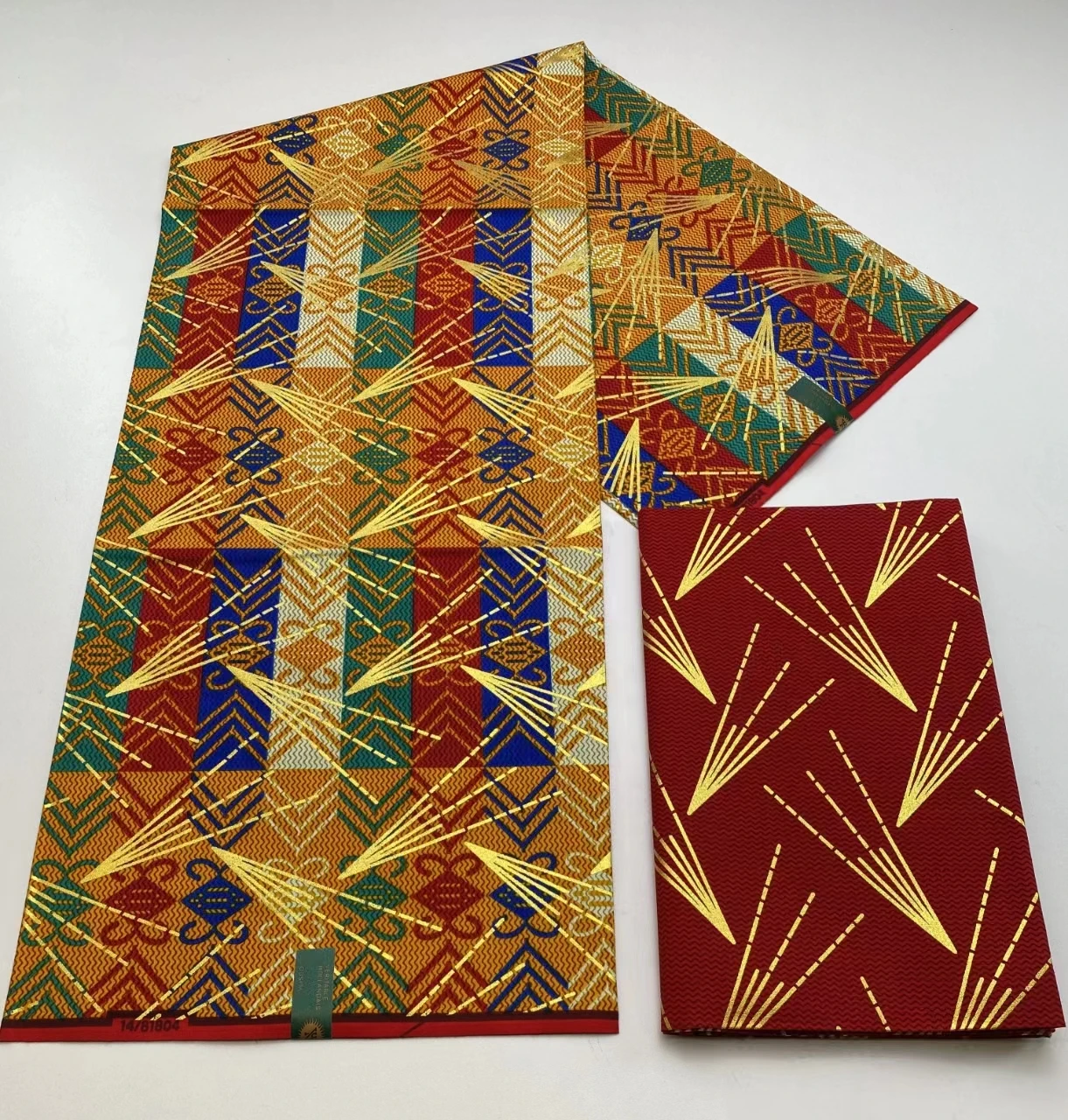 Wax Fabric African Fabric Wholesale 6 Yards Kente Gold Wax Prints 100% Cotton Cloth For Dress Sewing