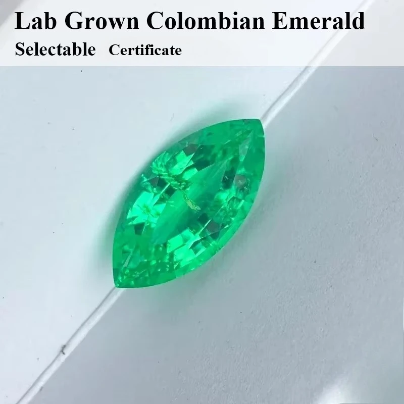Lab Emerald Marquise Cut Muzo Green Color Laboratory Grown Gemstones for Diy Jewelry Making Selectable Cercificate