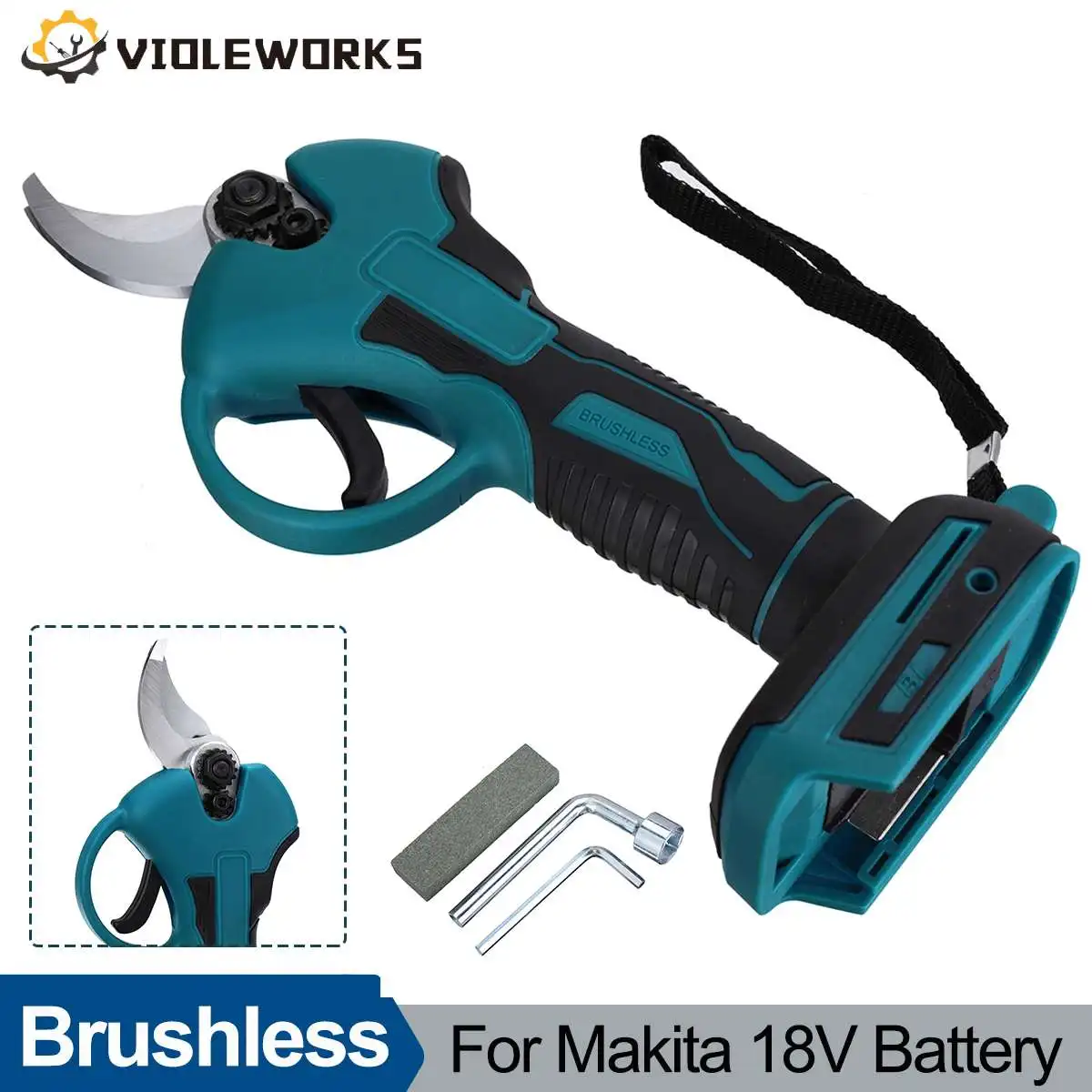 50mm Brushless Cordless Pruning Shear Electric Tree Branch Cutter Fruit Tree Bonsai Pruner Garden Power Tool for Makita 18V