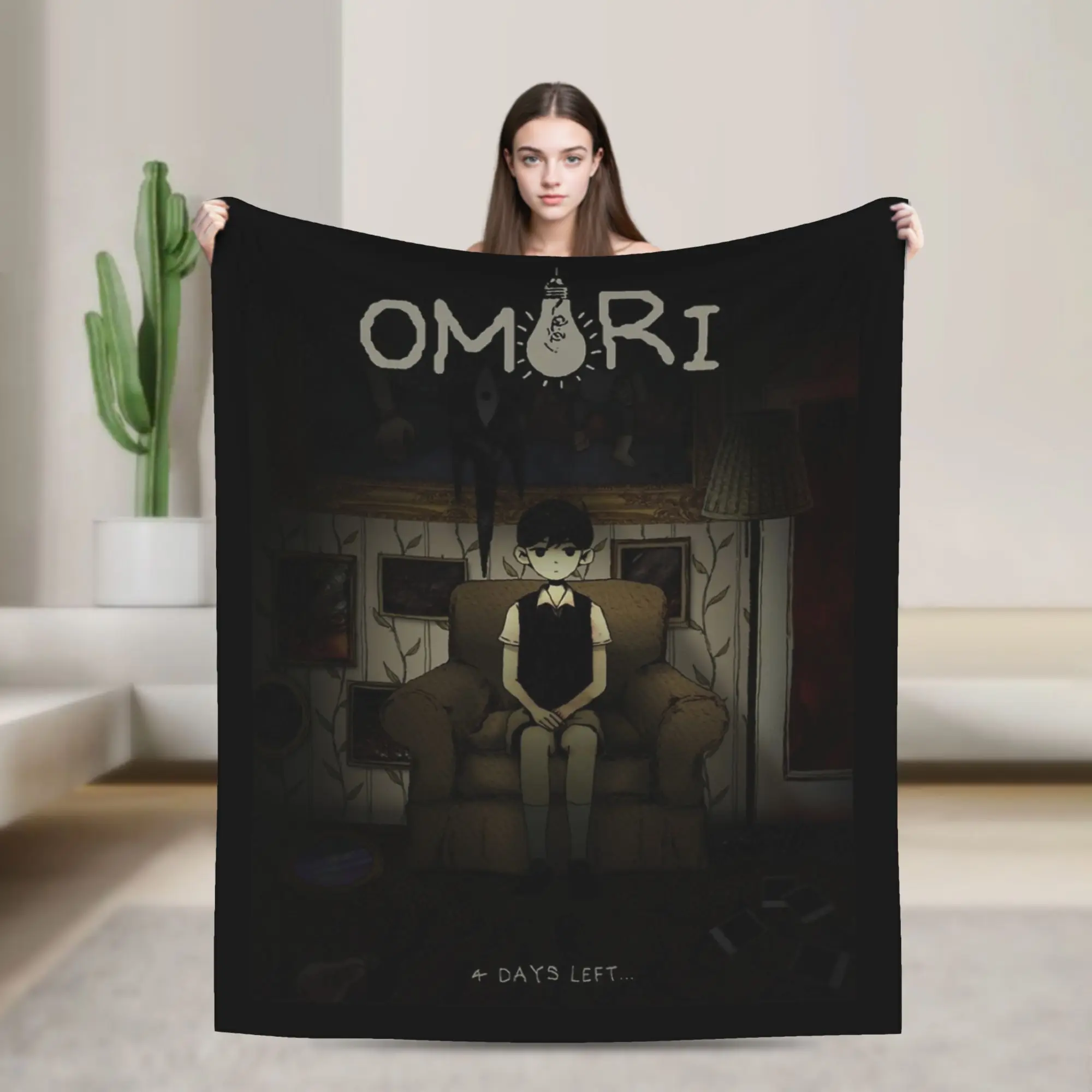 Omori Alone Blanket Fleece Print  Portable Soft Throw Blankets for Bed Car Bedspread
