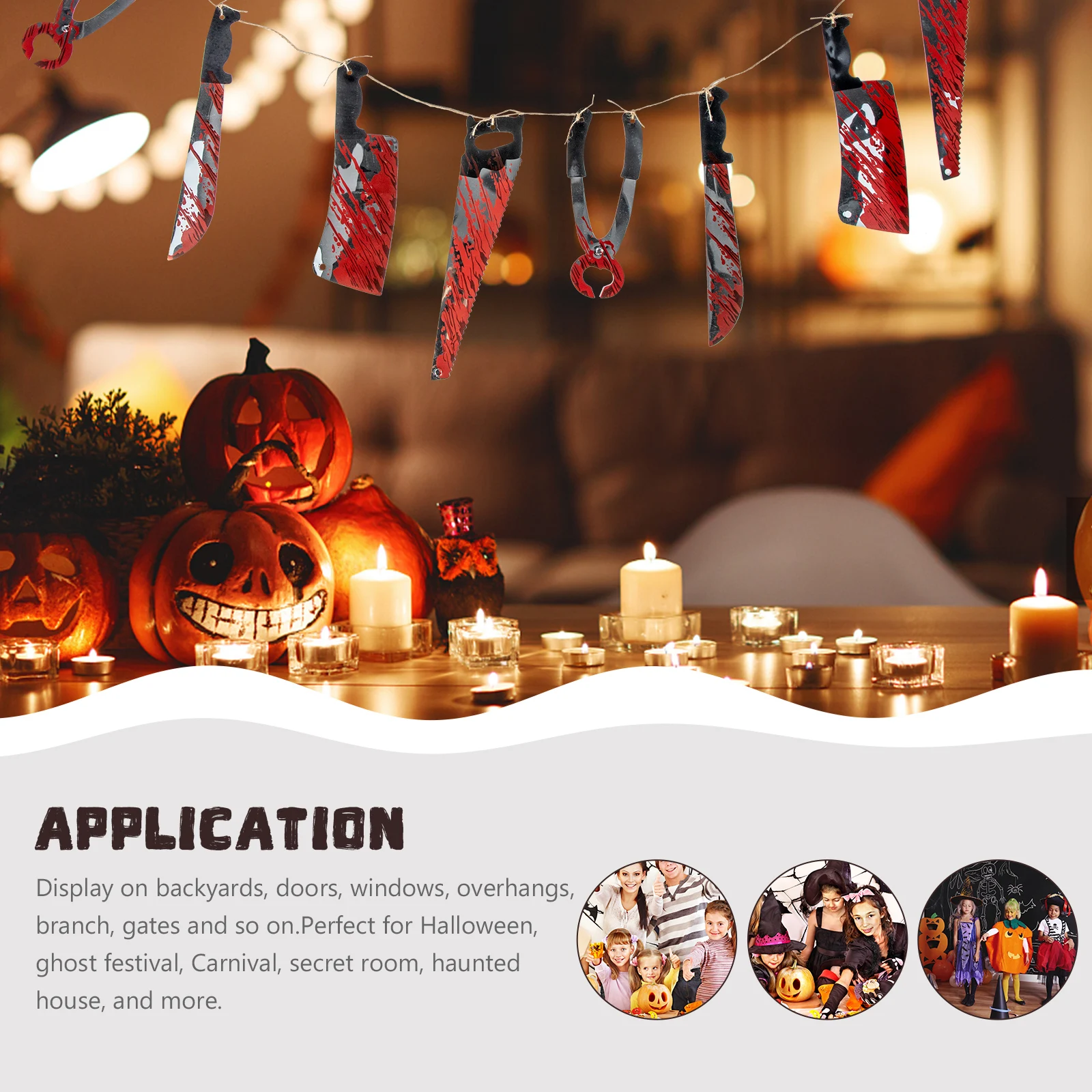 

3Pcs Halloween Skull Bunting Banner Horror Design Party Hanging Decor Creepy Atmosphere Halloween Decorations Banner Pendant