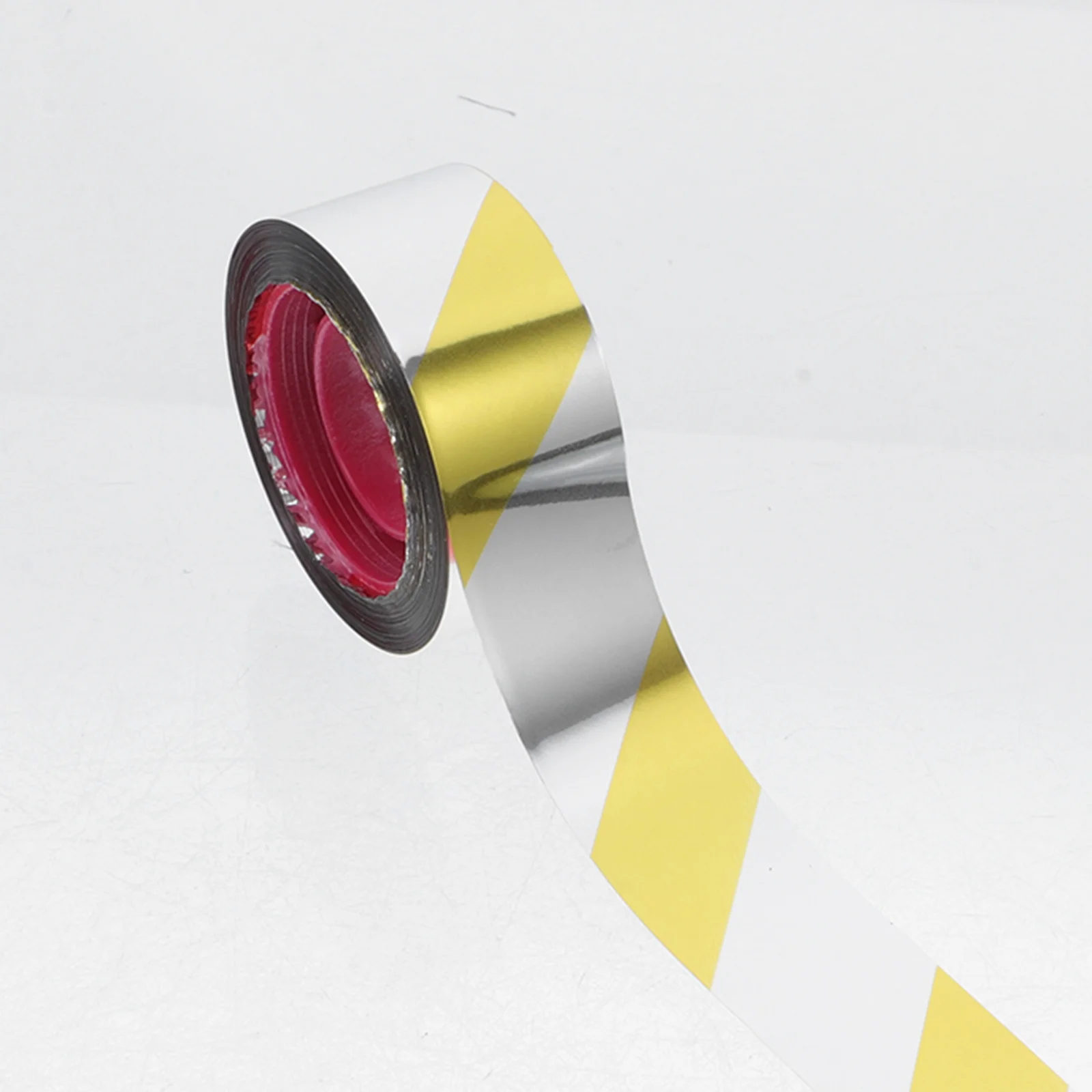 10 لفات شريط تحذيري أصفر أبيض 2.4 سنتيمتر × 50 متر مقاوم للماء الحذر المتراس حاجز السلامة البناء الإطارات