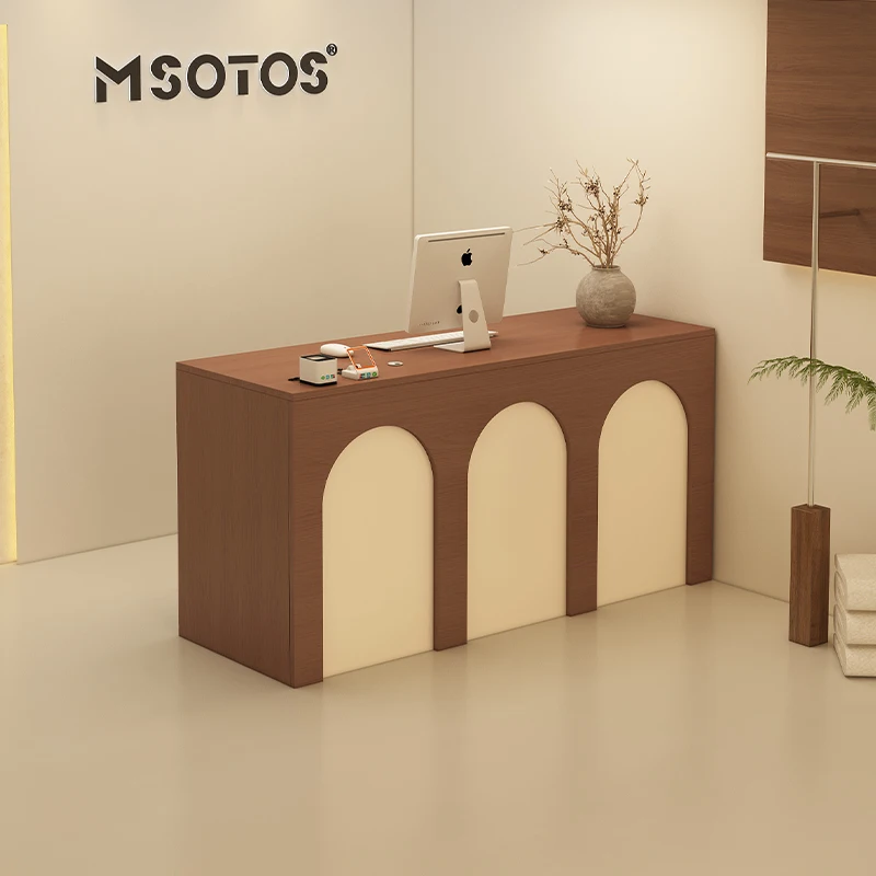 Mesas de recepção de beleza marrom balcão estética luxo mesas de recepção de computador design de negócios bancone da móveis de recepção