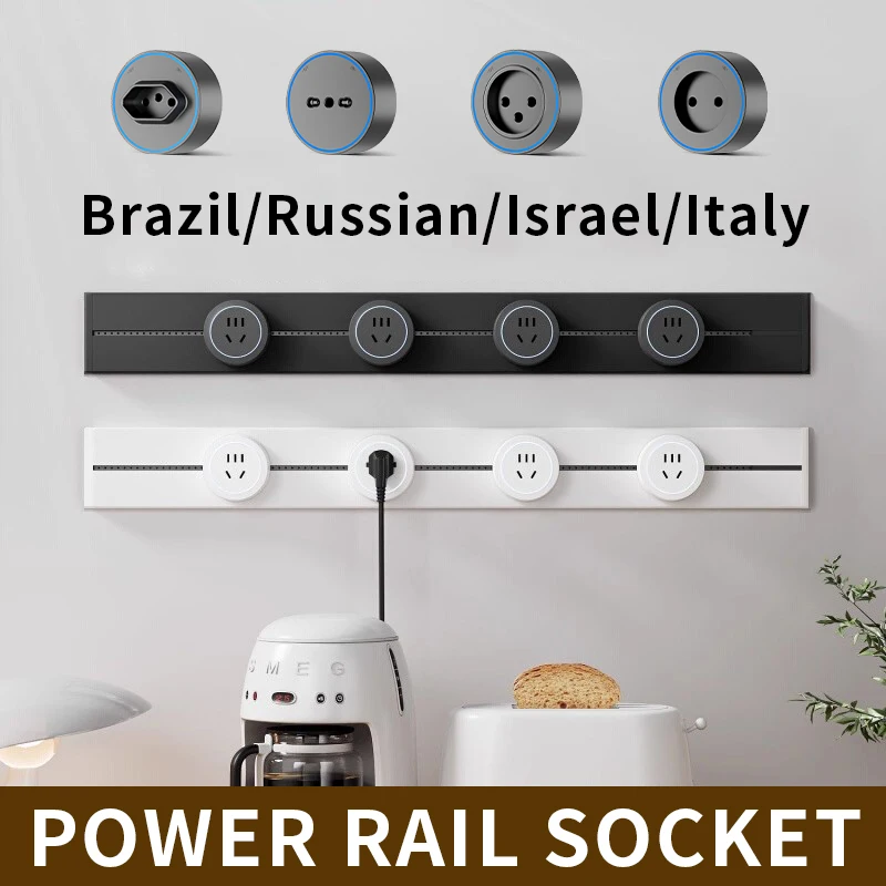 

Brazil/Russian/Israel/Italy Track Socket 8000W Wall Power Rail Movable Adapter Plug Sockets FR EU US UK Universal Standard USB