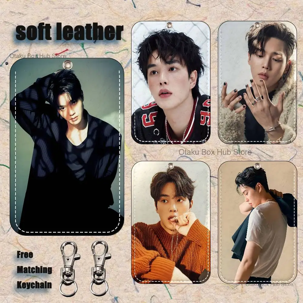 

Korean actor S-Song K-Kang Pattern 1Pc PU Leather Card Holder Keychain Key Ring Door Lock Access Tags ID Card Case Keychain Card