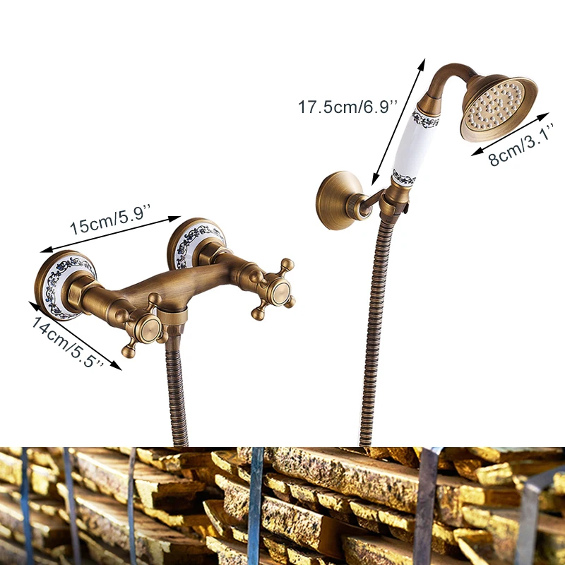 Wall Mount Bathtub Faucet with Handheld Spray Tub Filler  Shower Antique Bronze Bathroom Tub Shower System Black