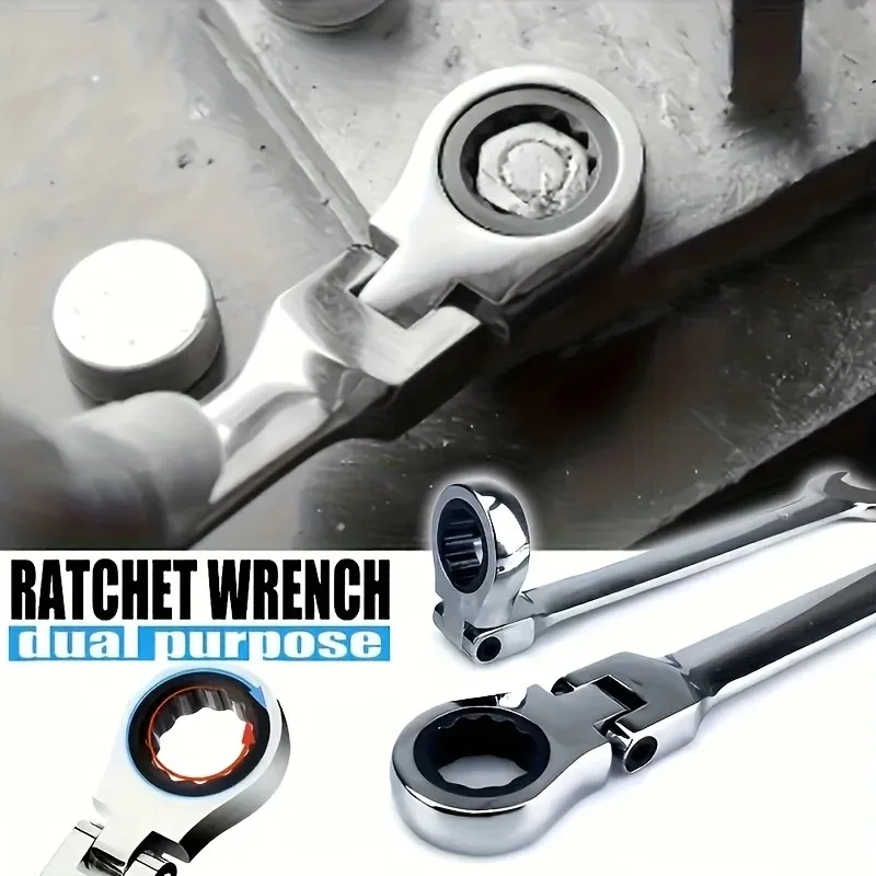10Mm Multifunctional Ratchet Wrench with Adjustable Torque and Movable Head - Ultra Durable Vanadium Steel, Ergonomic Mai
