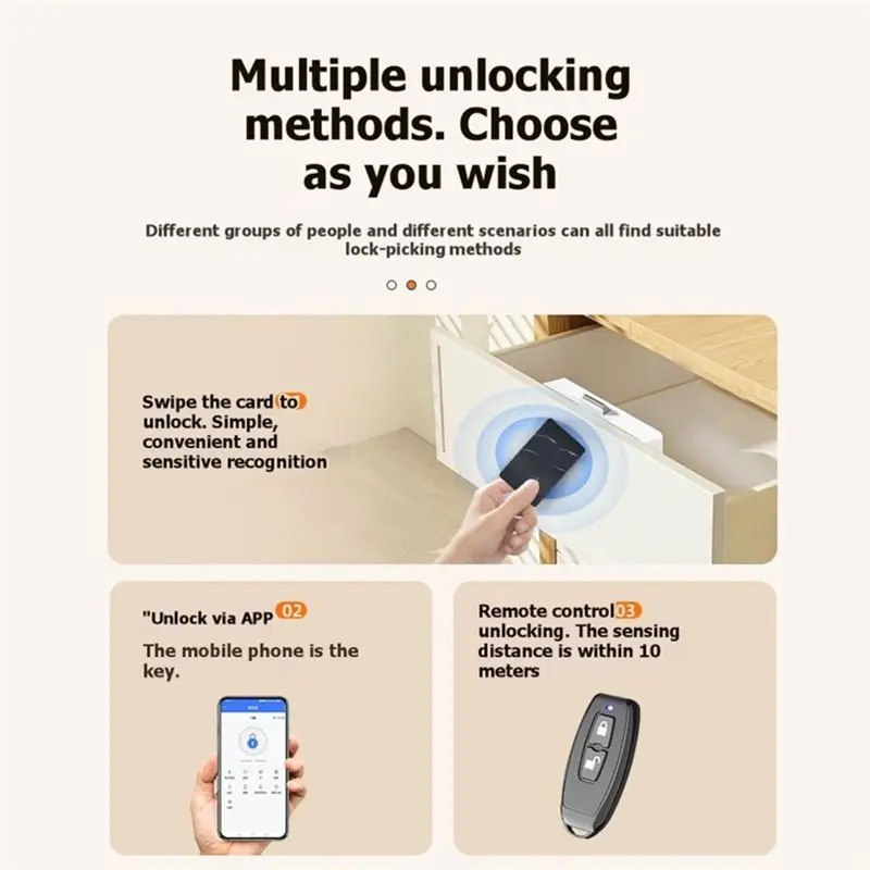 N15R-No Drill Electronic Drawer Lock Smart Cabinet Lock Hidden For Furniture Wardrobe