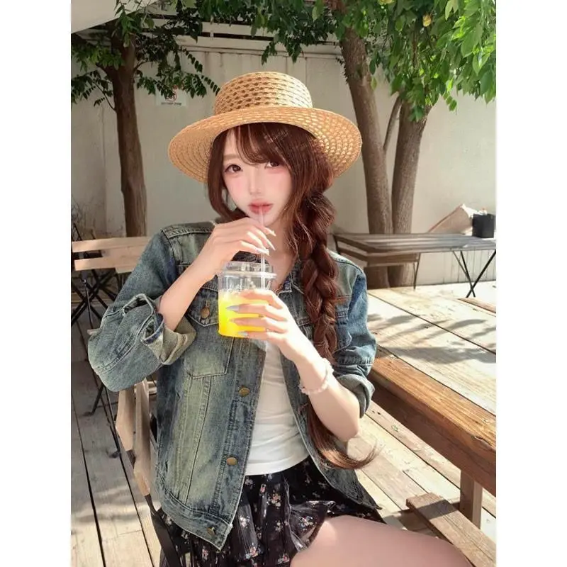 Han's Denim Jacket for Women's Spring and Autumn New Cold Department Is Unique and Super Good-looking, Niche Wear Tooling Jacket