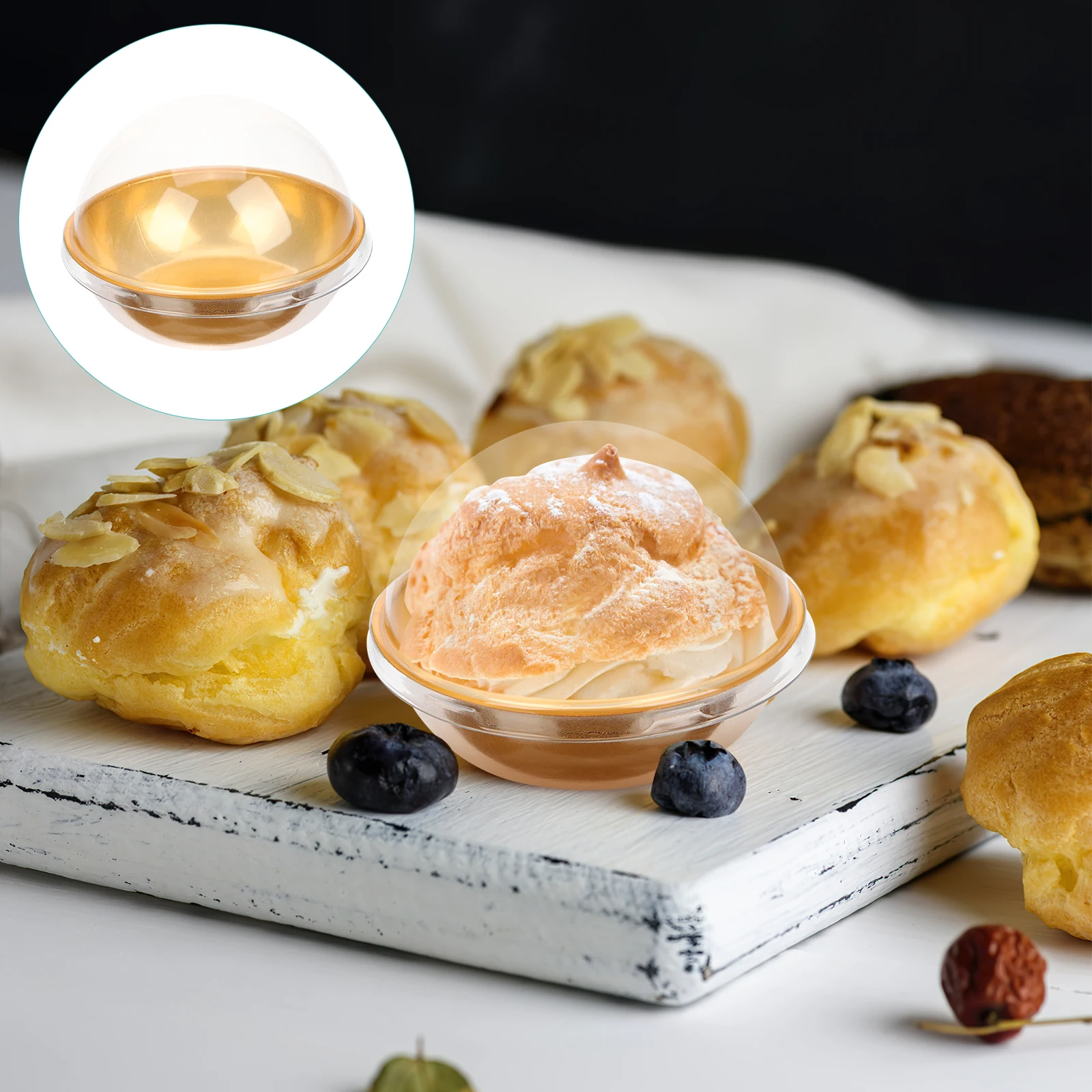 

50 Pcs Moon Cake Box Round Small Transparent Boxes for Mini Cakes Muffins Desserts Food Packing Containers