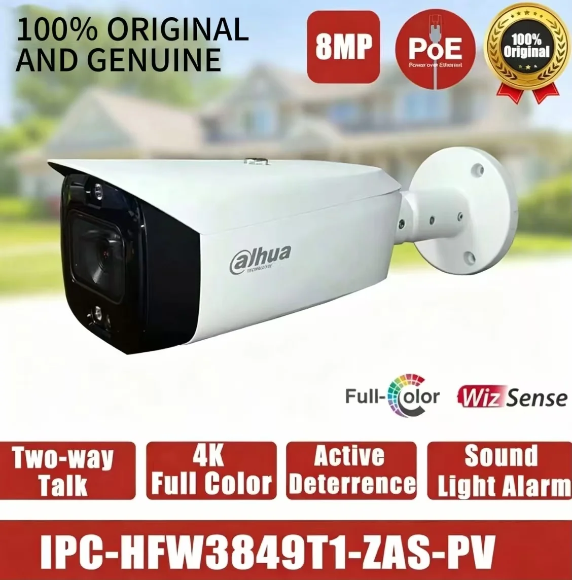 

IP-камера Dahua 8 МП 4K с интеллектуальной двойной подсветкой, активным сдерживанием, вариофокальным объективом, двусторонней связью IPC-HFW3849T1-ZAS-PV