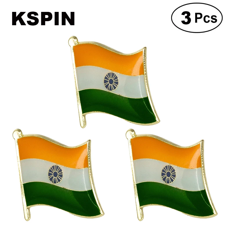 

3pcs a lot India Flag Lapel Pins Badges Brooches