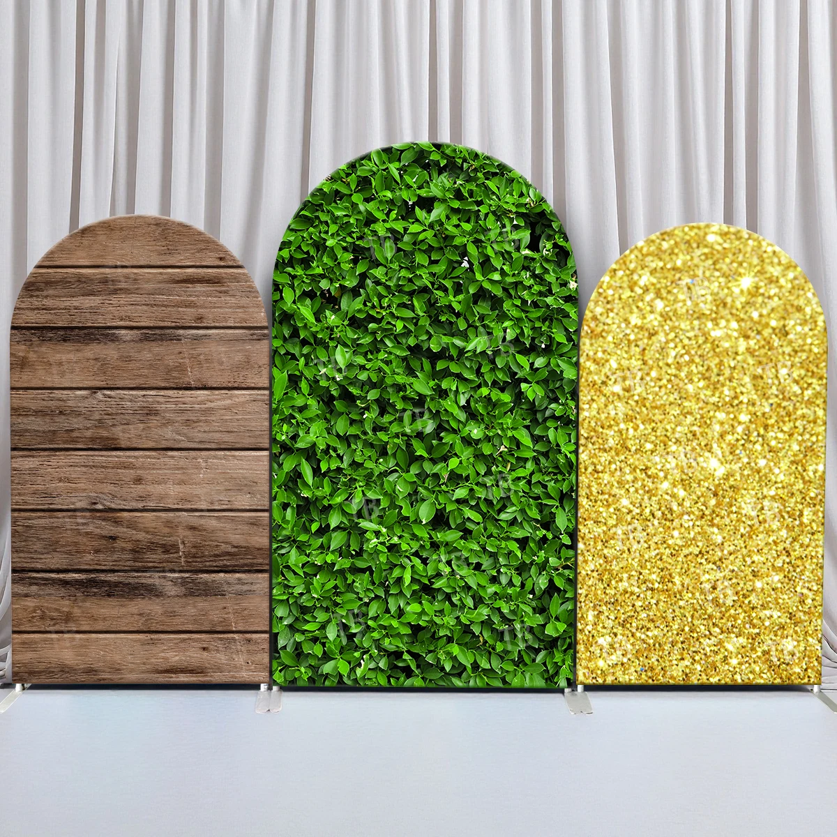 

TB Wood Grass Leaves Arch Backdrop Cover Cow texture for Kids Birthday Party Customized Photo Background Decor Elastic Fabric