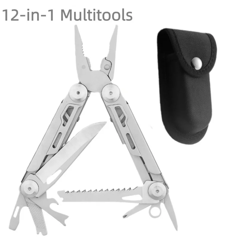 Multitool 12-w-1, kombinerki wielofunkcyjne z profesjonalnym narzędziem wielofunkcyjnym do survivalu, na kemping i polowania, prezent dla mężczyzn, do wędkowania.