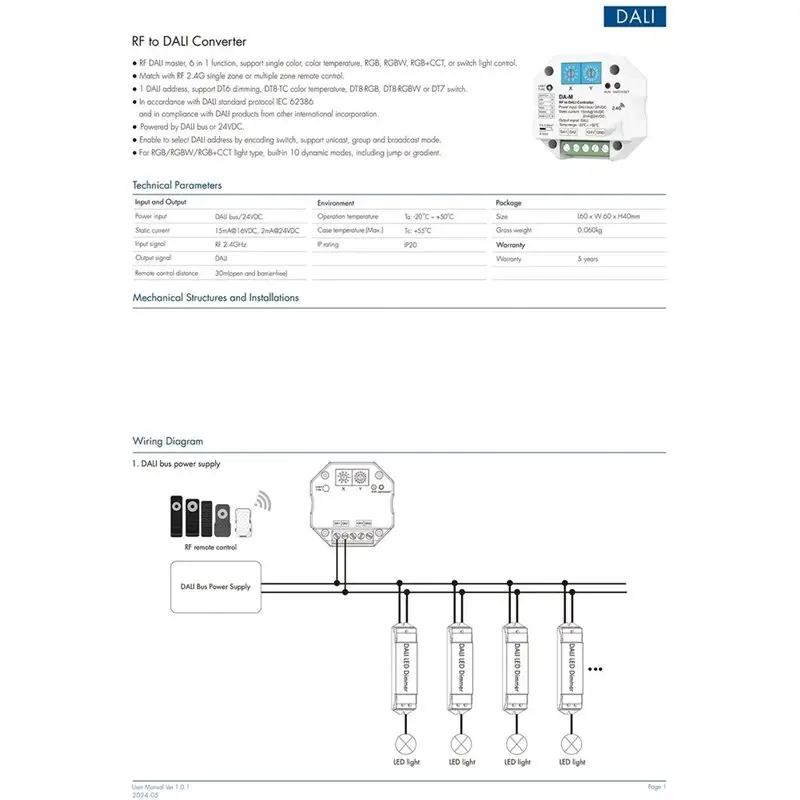 ABLN-Da-M RF Zigbee DALI Converter Dimmer Controller Smart Life Control Dim Dimmable RGBW RGB+ CCT