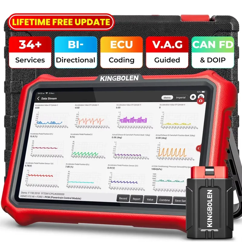 US EU KINGBOLEN K8 PRO Car Diagnostic Tools All System OBD2 Scanner Bi-Directional 28 Reset ECU Coding Free Update