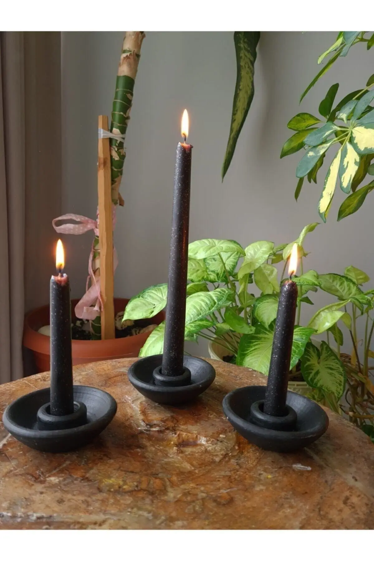 3'lü Matte Black Concrete Şamdanlık Decorative Object Candle Holder Candlestick Romance Home Decor Christmas decorations fast shipping