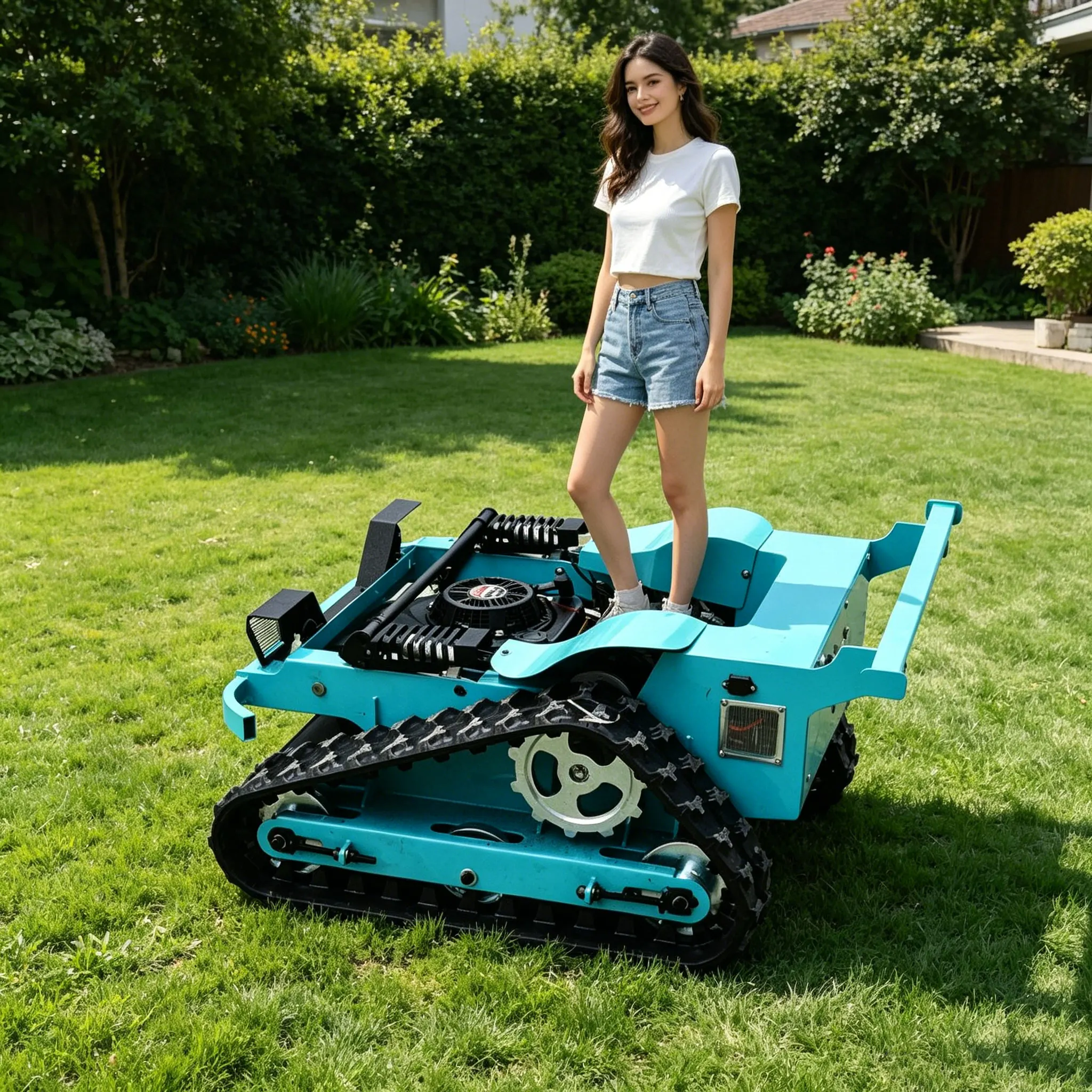 

Customized lawn mower for fast and uniform trimming of large areas of herbaceous plants