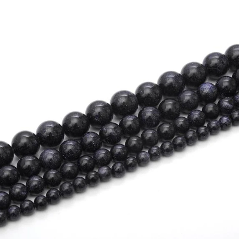 Natural Blue Sand Stone Beads For Jewelry DIY 5 Strands/pack 4mm -12mm Loose Beads