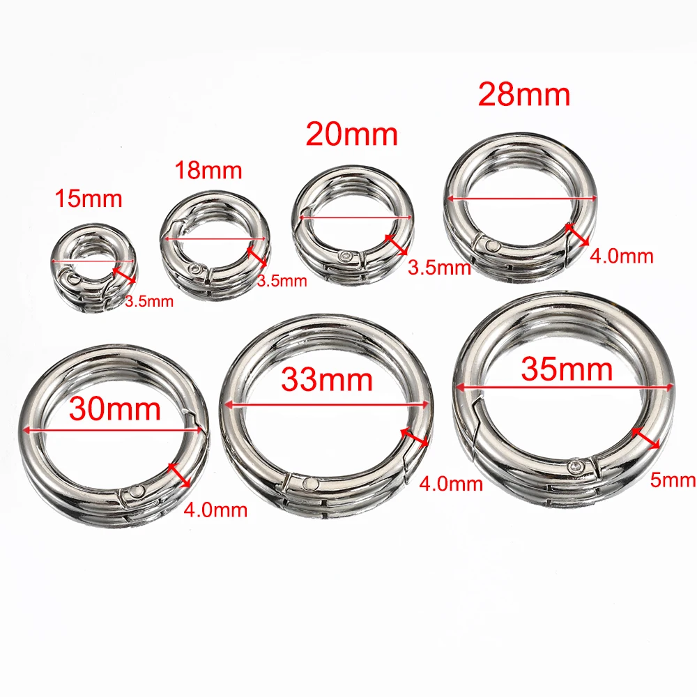 5pcs Spring Clasp Keychain Ring Steel Color Openable Round Carabiner Hook Buckle Bag Chain Connector for DIY Jewelry Making