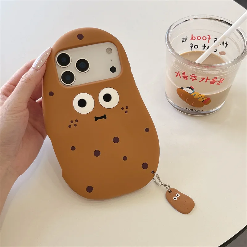 3D süße Cartoon lustige Kartoffel weiche Silikon Handyhülle für iPhone 17 Air 16 15 14 13 12 Pro Max Plus stoßfeste Schutzhülle