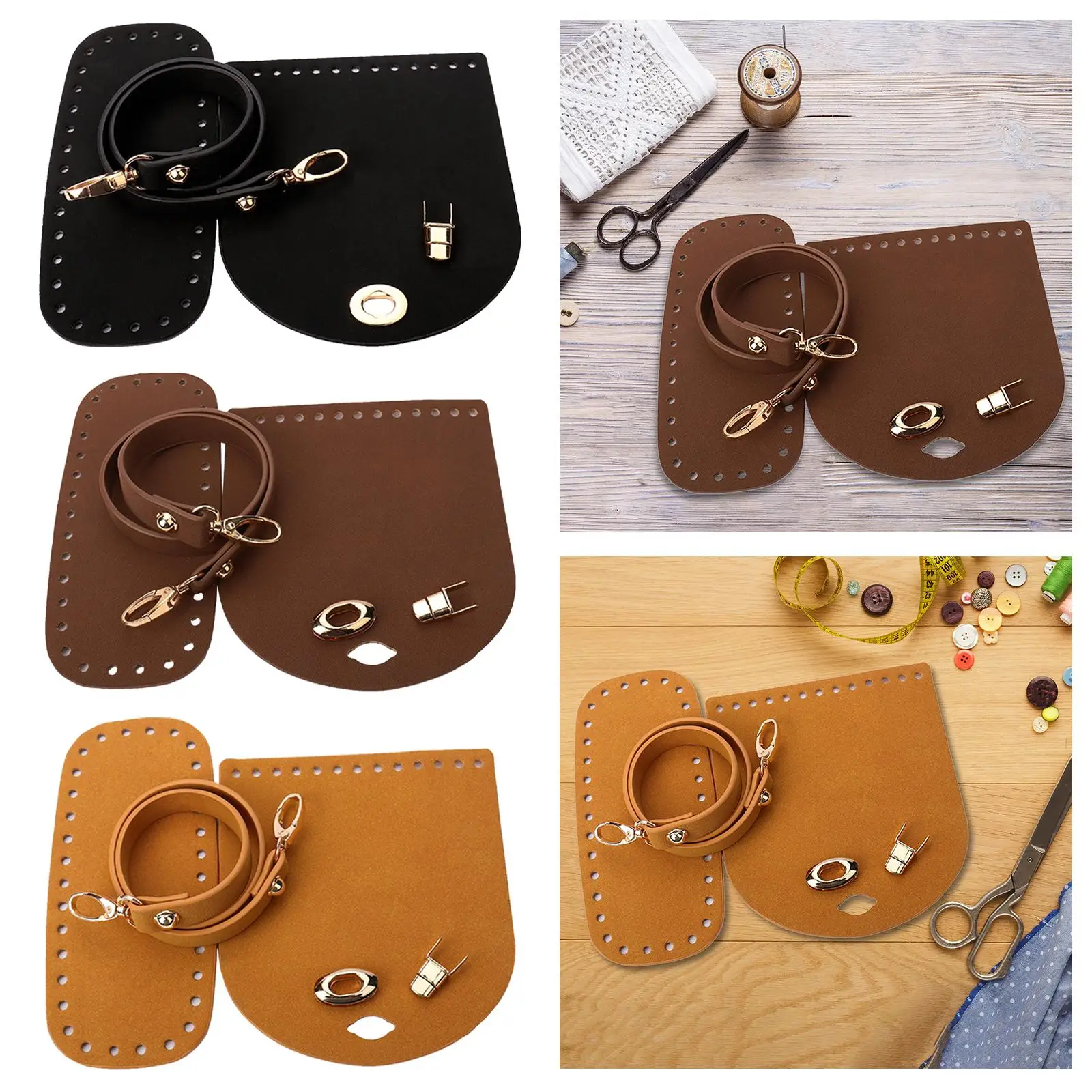 PU Leather Art Craft Flap Cover Bag Bottom Shaper Pad Knitting Crochet Pouch DIY Accessory for Handbag Purse Making Shoulder Bag