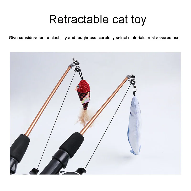 Stretch Super Long Fishing Rod Feather Cat Accessories Interaction Relieve Boredom Small Fish Cat Toy Wholesale Of Pet Products