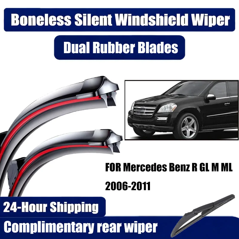 

Front Rear Wiper Blades For Mercedes Benz R GL M ML Class W251 W164 X164 28'' 21'' 12'' 2011 2010 2009 2008 2007 2006