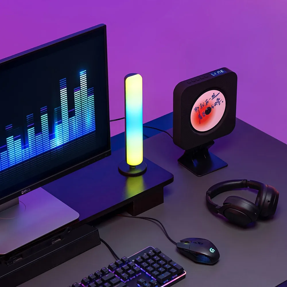 Luz RGB para Pickup, luces de ritmo musical, modelo actualizado recargable por USB, decoración navideña, barra de luz RGB para escritorio, ritmo musical