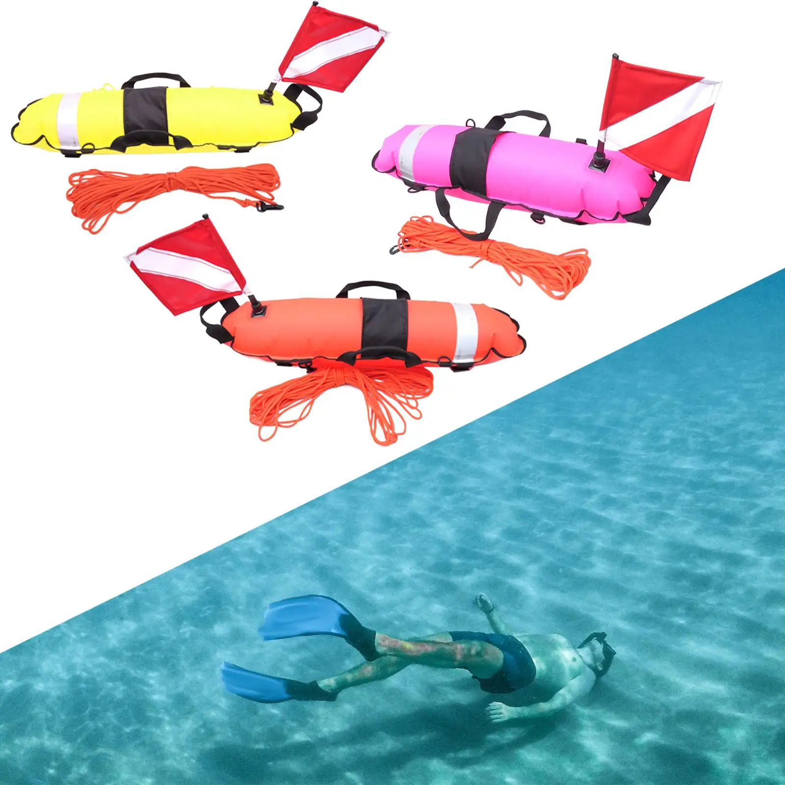 High Visibility Freediving Buoy Float Inflatable Float Safety Gear Equipment for Spear Fishing - view 5
