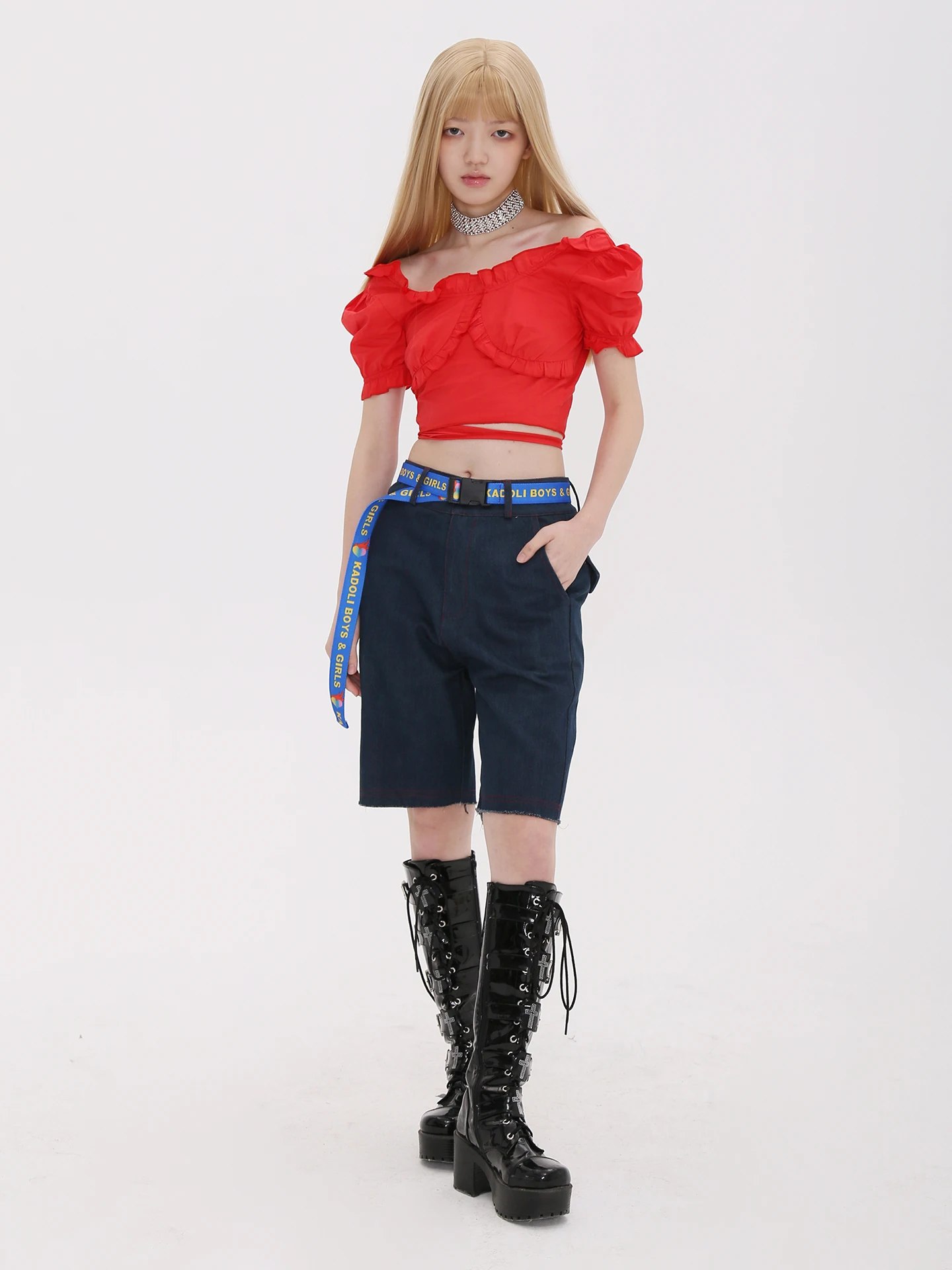 

Kdl Card Summer Simple Retro Blue Denim Straight Leg Short Shorts Natural Waist No Stretch Comfortable Fit Ladies Jeans