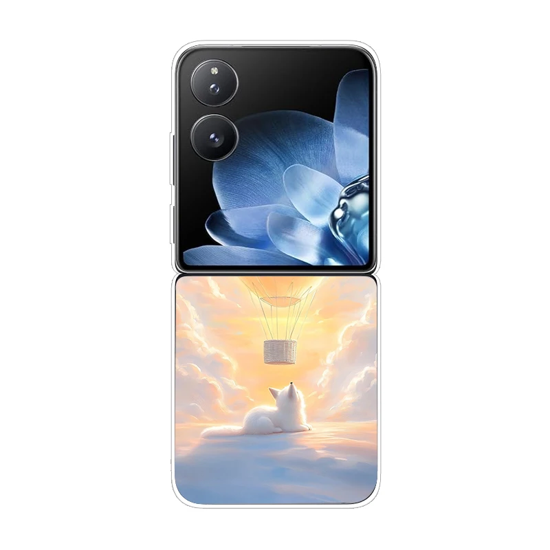 For Xiaomi Mi Mix Flip Fashion Painted Transparent Hard PC Folding For Xiaomi Mix Flip Clear Protector Ultra-Thin Cover Fundas view 2