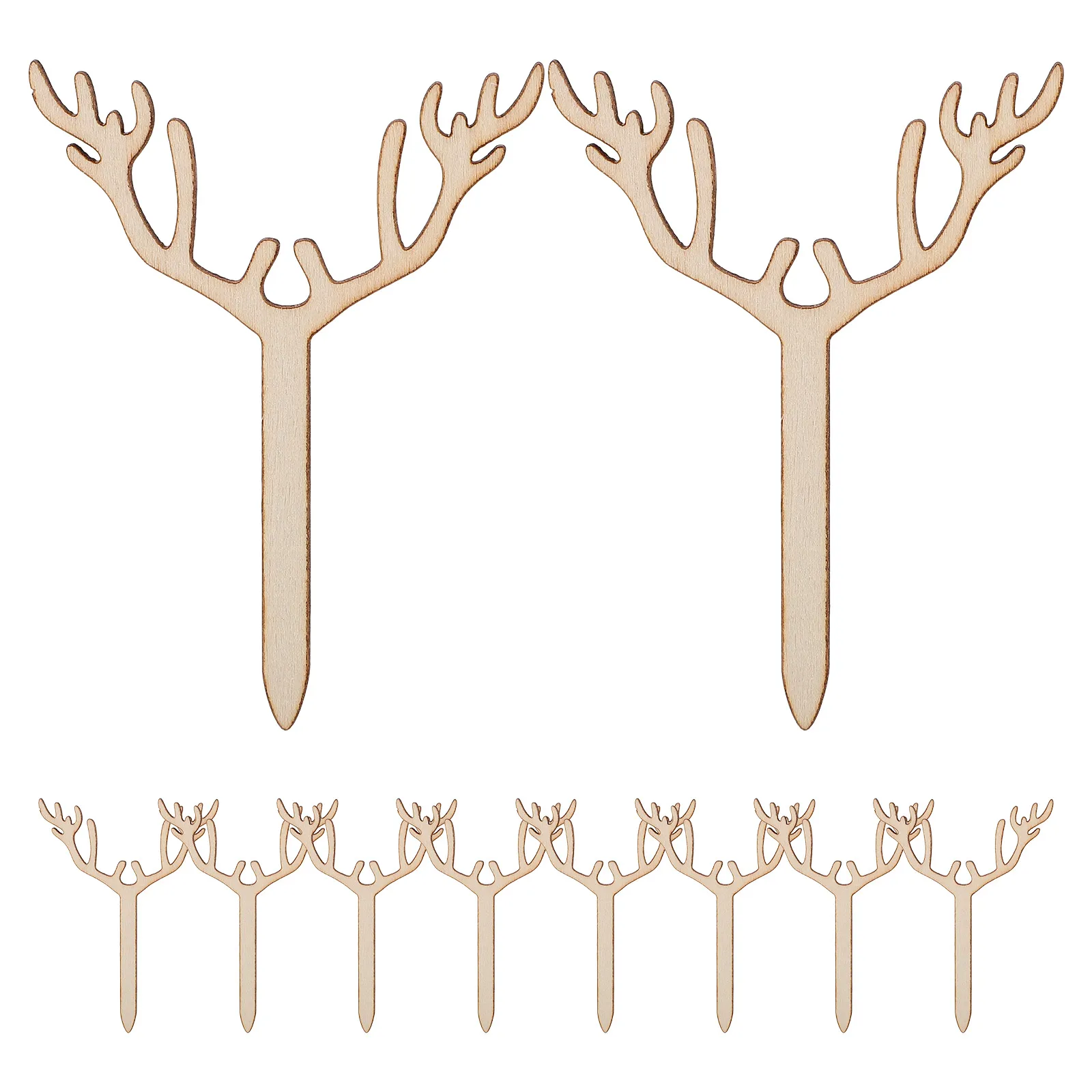 

10 Pcs Cake Toppers Wooden Deer Antlers Merry Christmas Party Decorations S wich Toothpicks Cocktail Picks Dessert Picks Elk