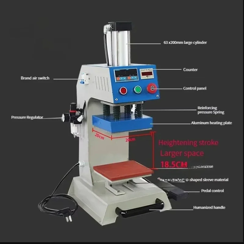 Single-position Pneumatic Hot Stamping Printer Heat Transfer Press Machine For T-Shirt Caps Shirt Leather LOGO 6