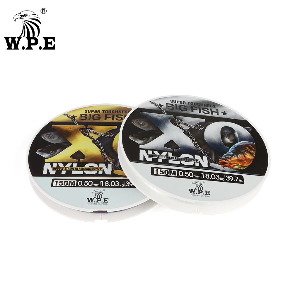 W.P.E X9 NYLON Fishing Line 150m/300m Cod Fish Big Fish Nylon Line 0.25mm-0.50mm 11.9lb-39.7lb Bass Carp Sinking Fishing Line
