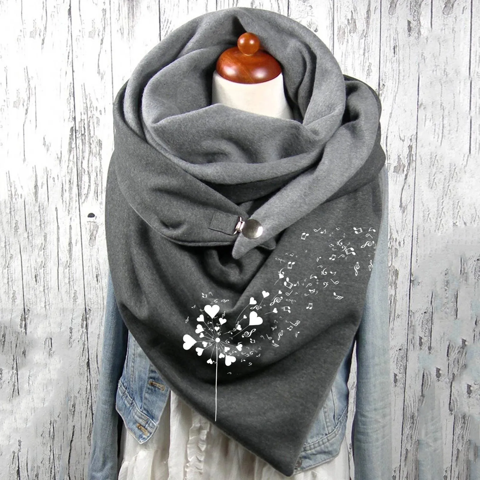 Square Scarves With Button Clasp Women Boho Print Scarf Shawls Wraps Neck Warmer Blanket Wraps Scarves Echarpe Foulard Neck Wrap