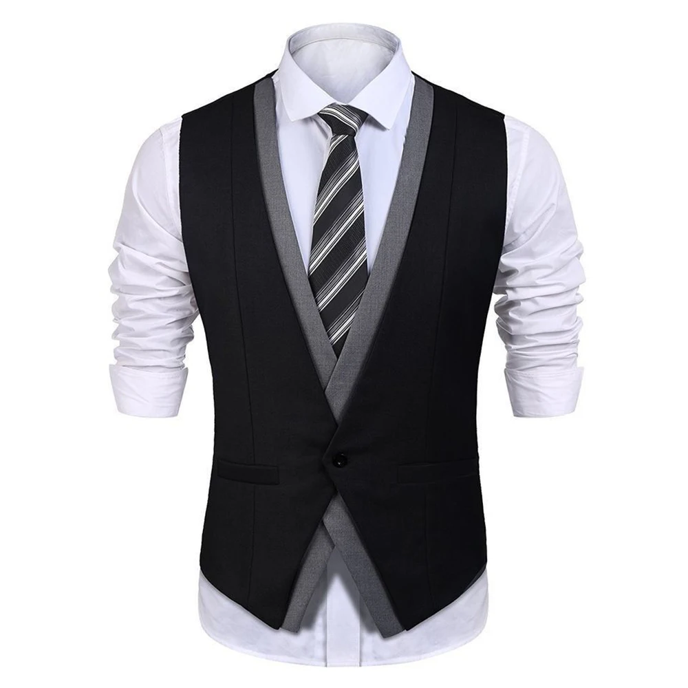 Men's Vest Steampunk Colete Masculino Black Single Breasted Grey Elegant Slim FIt Casual Wedding Groom Custom Made Waistcoat