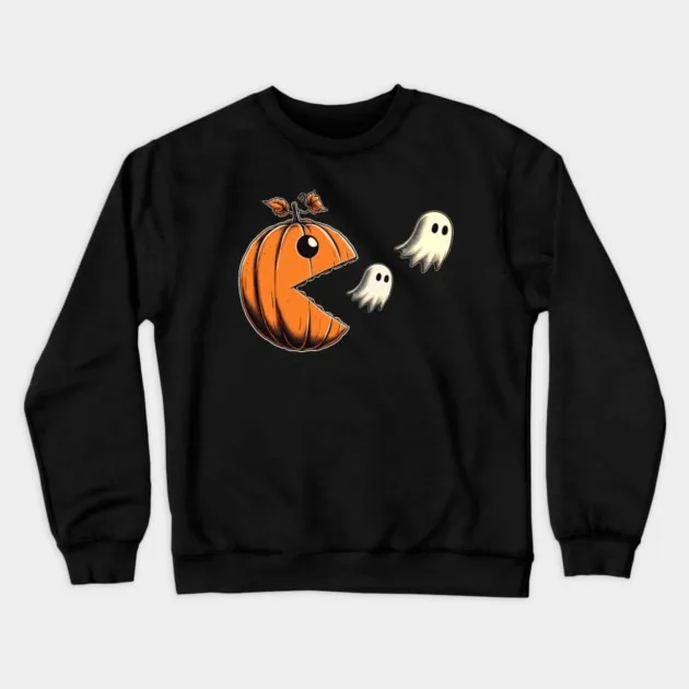 

Autumn and Winter Halloween - Themed Cotton Crew Neck Sweatshirt This Fun - Filled Design Features An Orange Pumpkin with A Bite