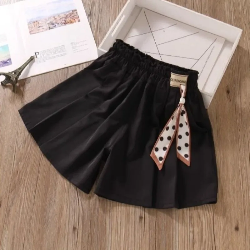 

Girls' Summer Ice Silk Skort Loose Fit Streetwear Shorts with Skirt Overlay Kids' Lightweight Blend Pants Casual Playwear