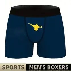 Men Sports Boxers Underwear Underpants Sport Blue M L XL Teapot Letter Printing Ventilate Fashion Fitness Casual