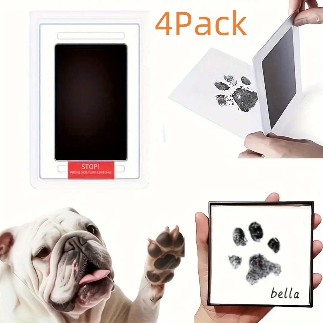 4Pack Pet Pawprint Ink Pad For Dogs & Cats, Pet Footprint Pad For Memorizing Memorial Supplies