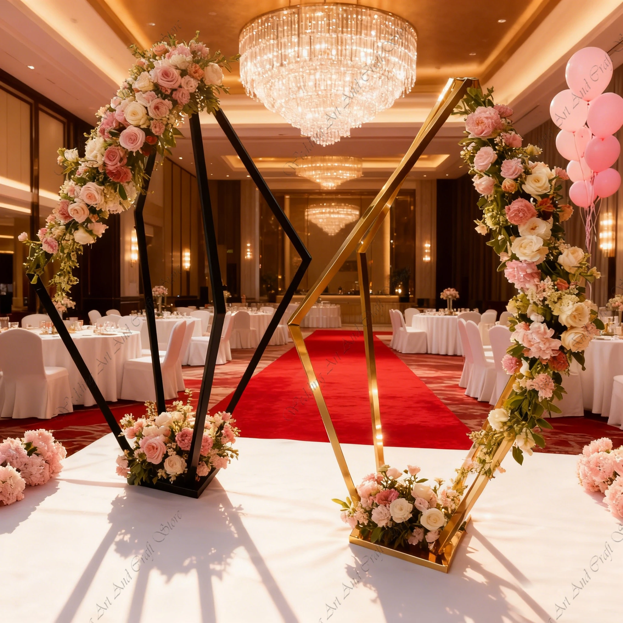 

6pcs f30 Diamond Shape Metal Flower Stand Polygon Table Centerpiece Geometric Durable Metal Display for Indoor Outdoor ivy542