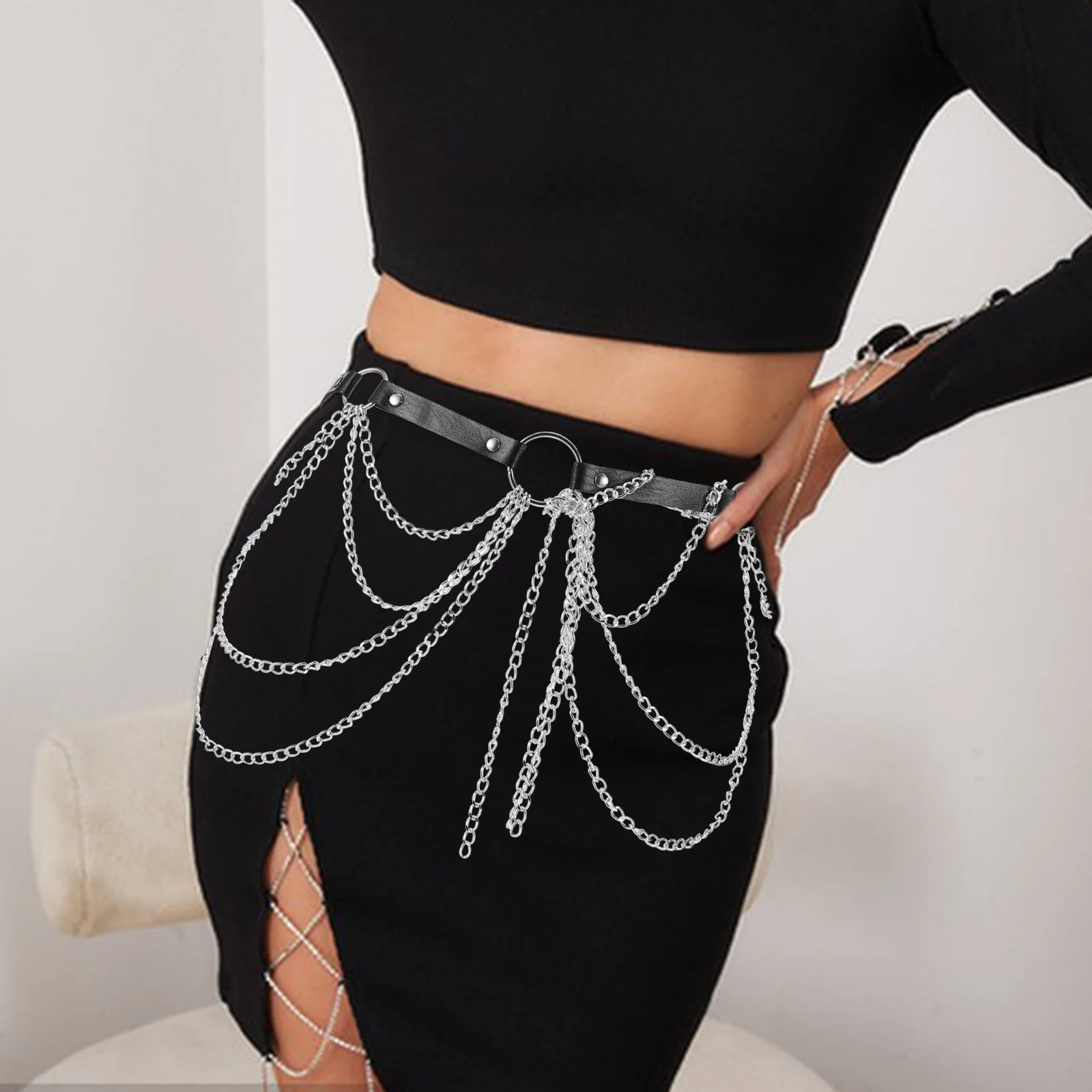 

Layered Metal Waist Chain Belt For Women Tassel Belly Body Chains Punk Boho Vintage Adjustable Long Pendant Fringe Belt