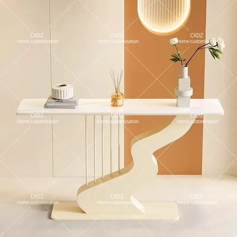 Cream Light Luxury Rock Slab Entrance Table Creative Console for Hotel Villa Corridor Art End Platform Modern Home Decor