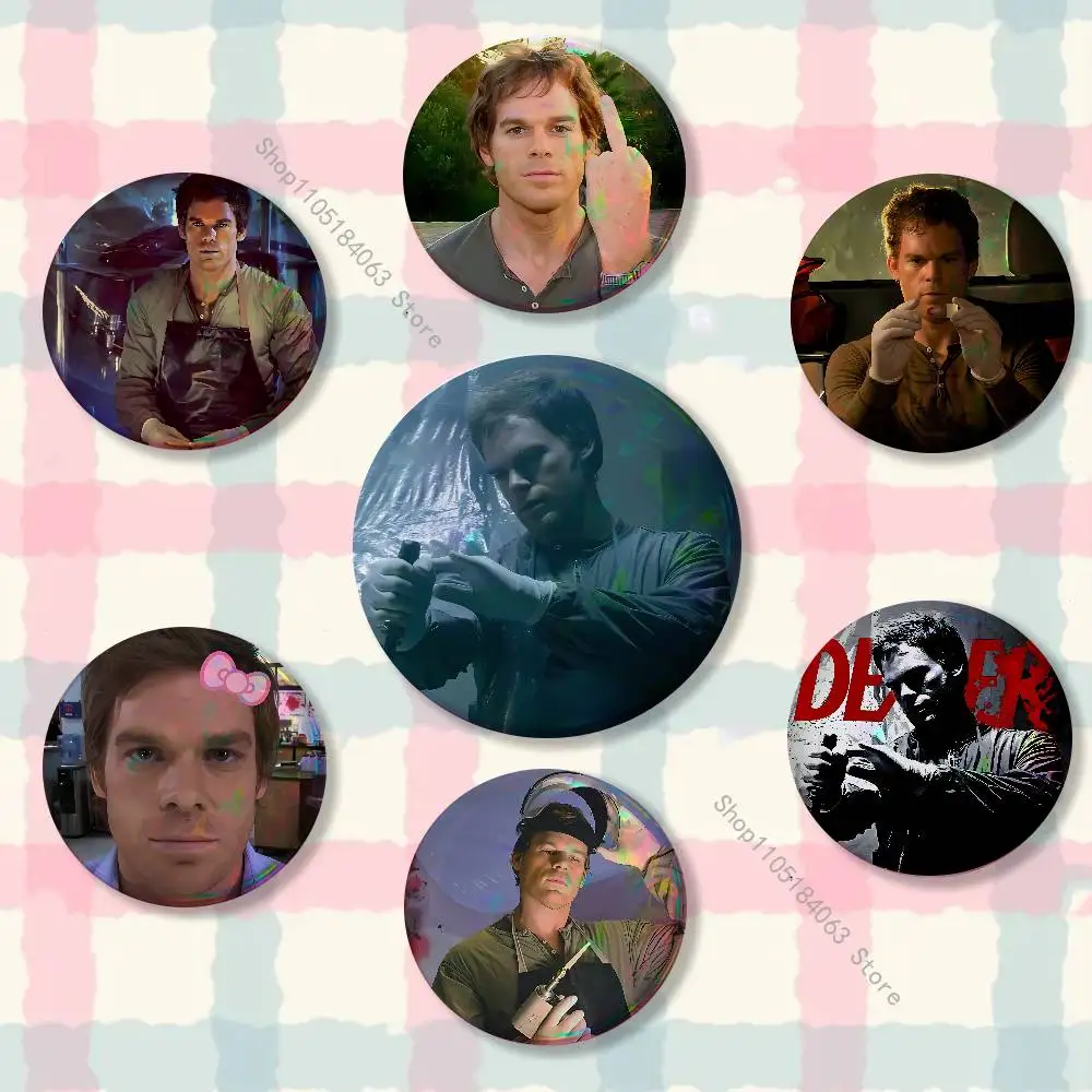

D-Dexter Morgan Laser reflective round badges pins bag clothing decorations collectibles gifts for friends