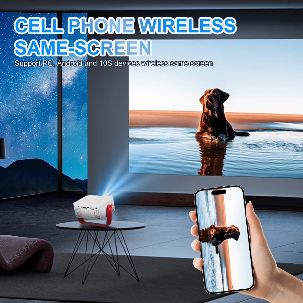 ホットミニスマートプロジェクターHD 1080PビデオWIFI LEDランプワイヤレス携帯電話ホームシアター屋外ポータブルミニプロジェクター