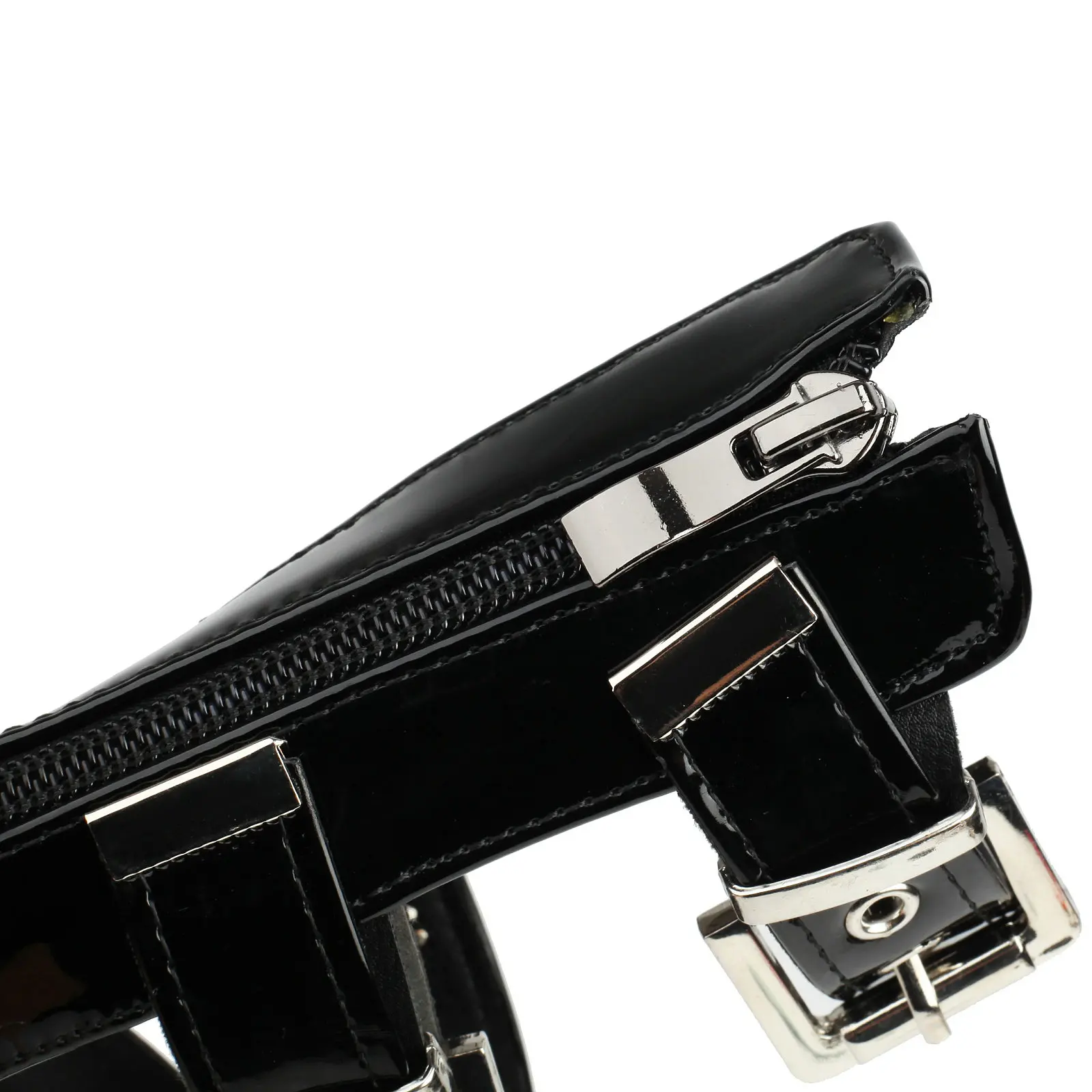 Punk Black Women's Gladiator Pumps Platform Block High Heels Shoes Back Zipper Design Buckles Decor Autumn Footwear