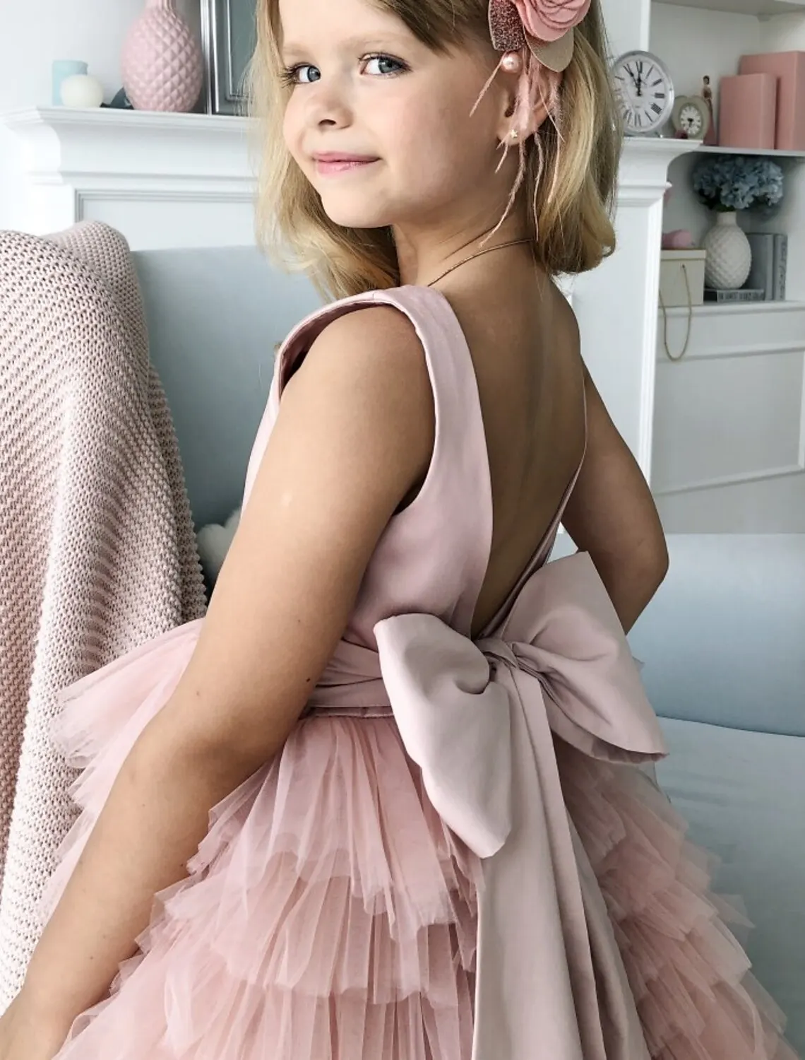 فستان الأميرة ، فستان فتاة الزهور ، فستان كوينسيانيرا للفتيات ، فستان لطيف للحفلات الراقصة ، من الساتان مع ظهر مفتوح ، متدرج ، مناسب لجميع المقاسات